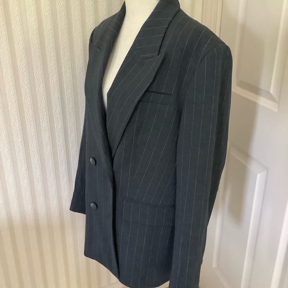 Selected Femme Double Breasted Blazer In Pinstripe Size 38 - Picture 6 of 11
